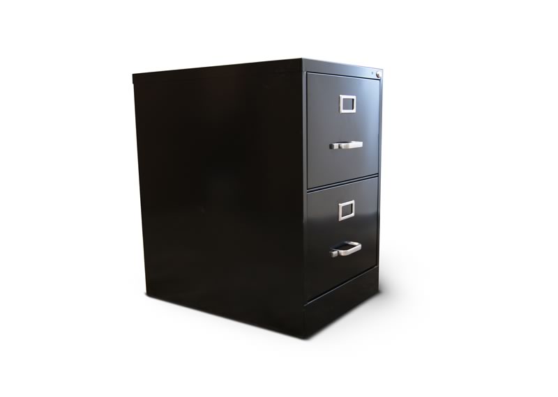 Archivero metálico con seguro en cada gaveta para documentos tamaño oficio de 2 gavetas