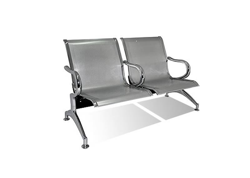 Banca de metálica cromada con brazos de aluminio de dos plazas