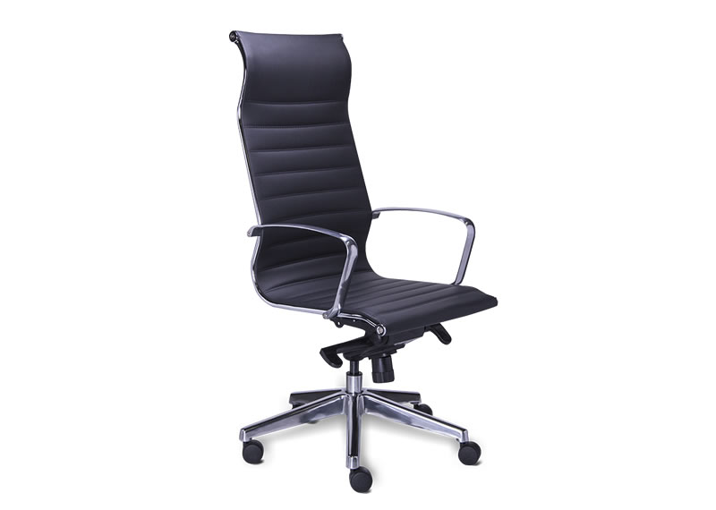 Silla ejecutiva tapizada en ecoleather negro, gris y blanco