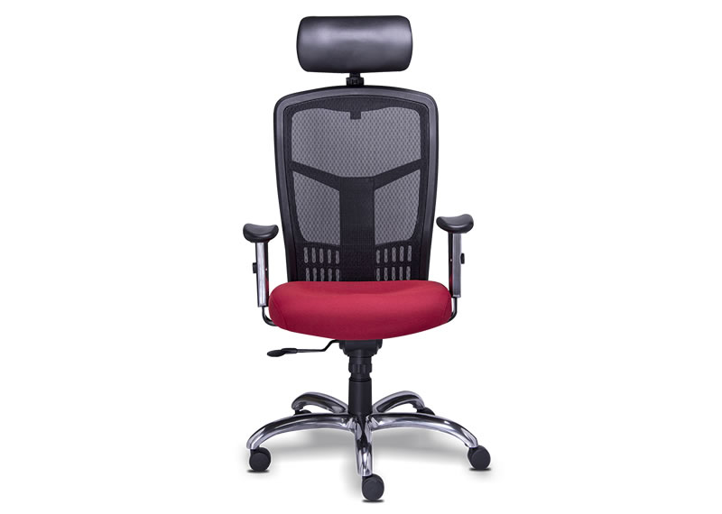 Silla ejecutiva para oficina con cabecera en malla y tela