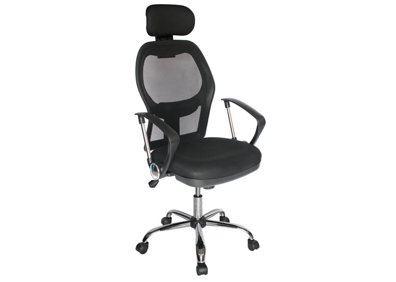 Silla cantabria para hogar u oficina con soporte lumbar y malla negra