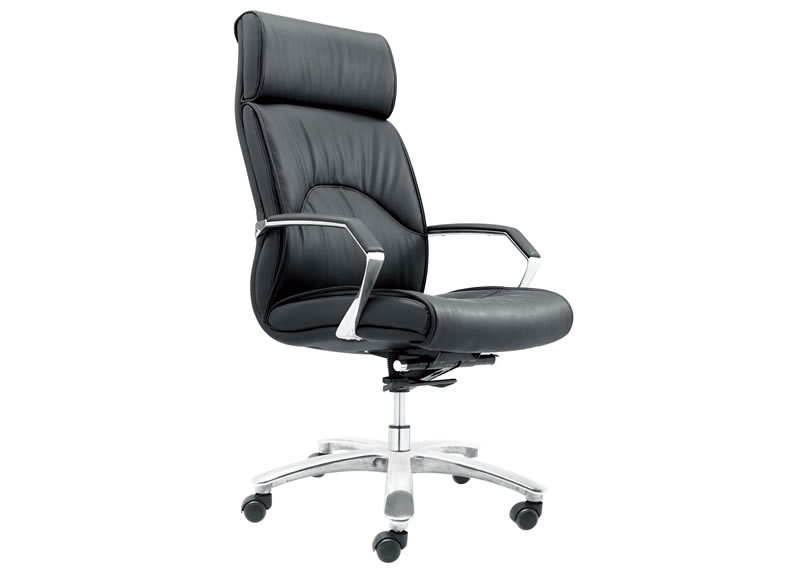 Silla ciani para directivos de vinipiel negra con respaldo alto