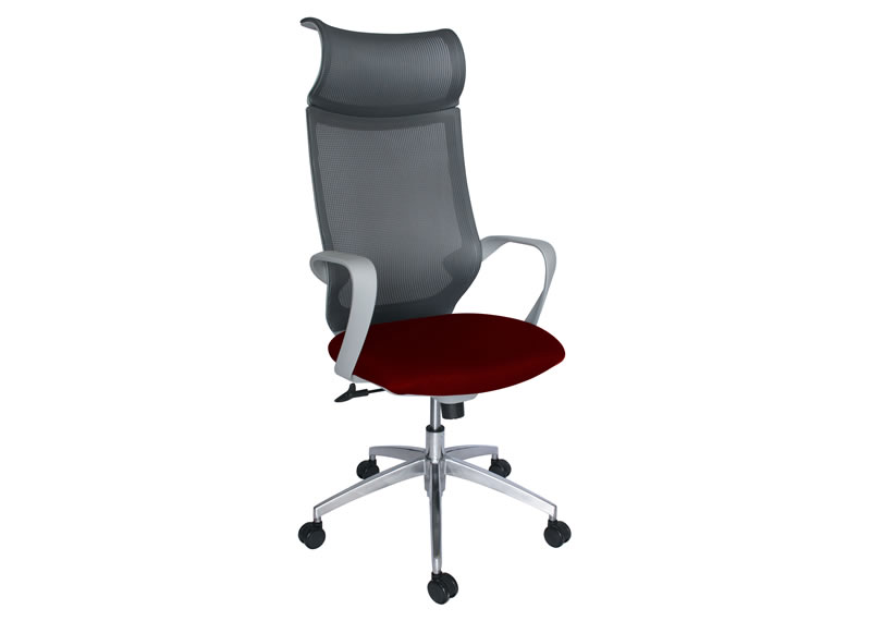 Silla ejecutiva modelo equa con respaldo alto en mesh gris