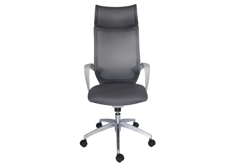 Silla ejecutiva modelo equa con respaldo alto en mesh gris
