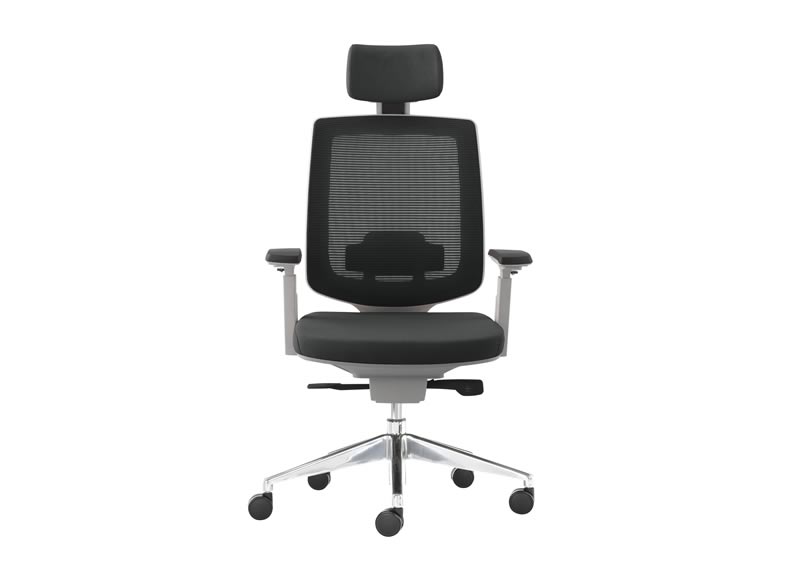 Silla ejecutiva gris finisterre con asiento deslizable y soporte lumbar