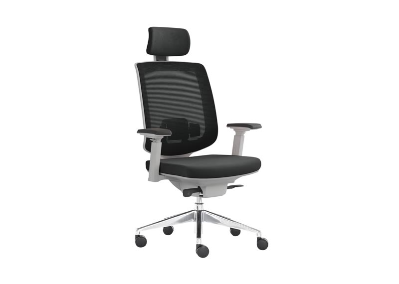 Silla ejecutiva gris finisterre con asiento deslizable y soporte lumbar