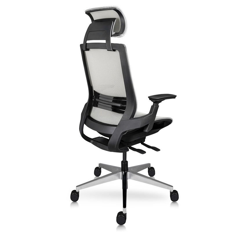 Silla mónaco directiva gris tapizada en malla con soporte lumbar