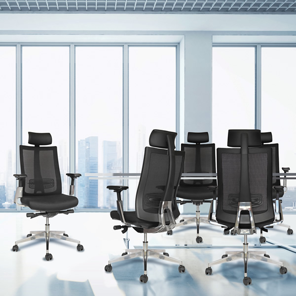 Silla gerencial natalino de malla con soporte lumbar