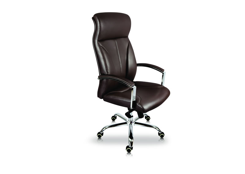 Sillón directivo de piel Zaid reclinado en 4 posiciones color chocolate