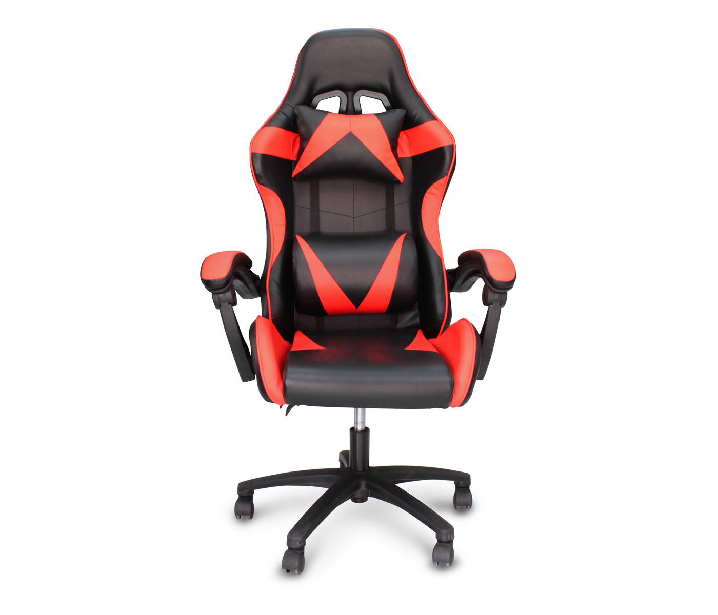 Sillón gamer con dos palancas para reclinado negra con detalles rojos