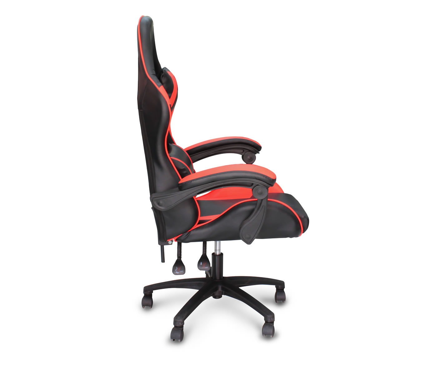 Sillón gamer con dos palancas para reclinado negra con detalles rojos