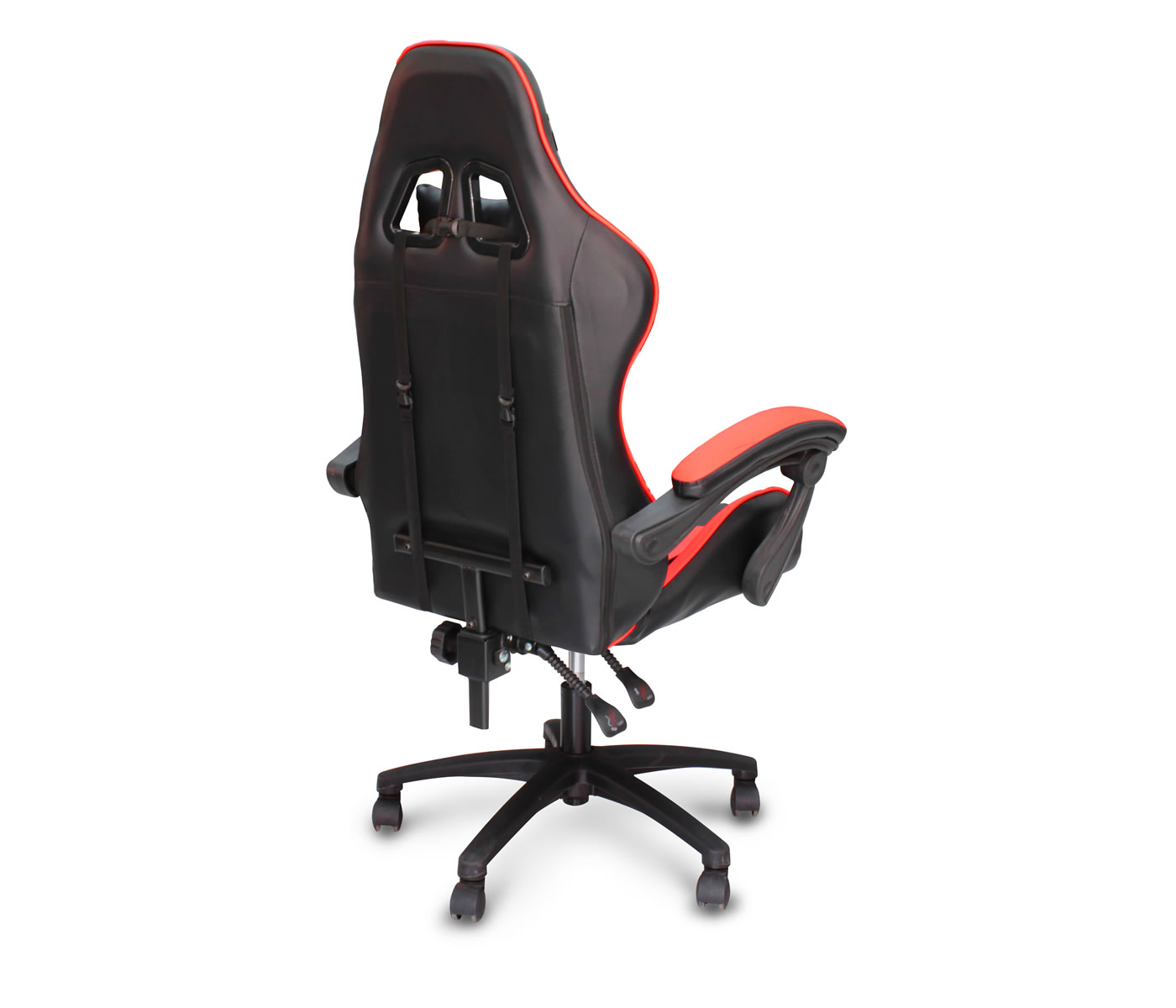 Sillón gamer con dos palancas para reclinado negra con detalles rojos