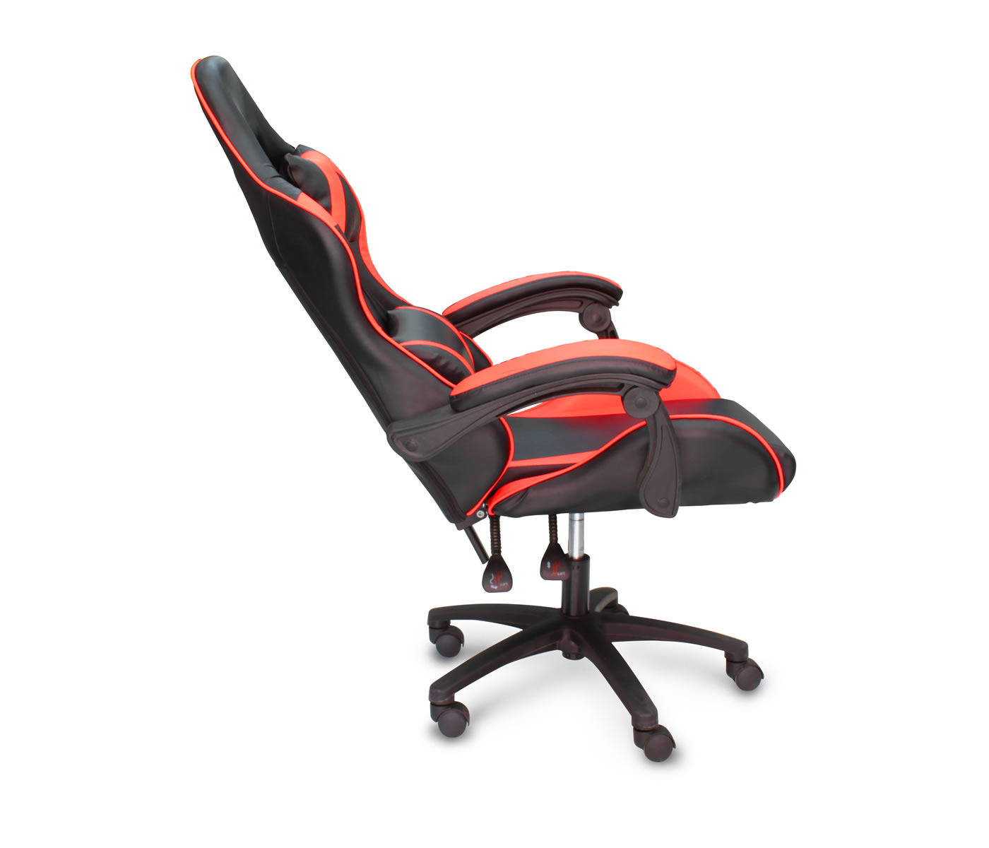 Sillón gamer con dos palancas para reclinado negra con detalles rojos
