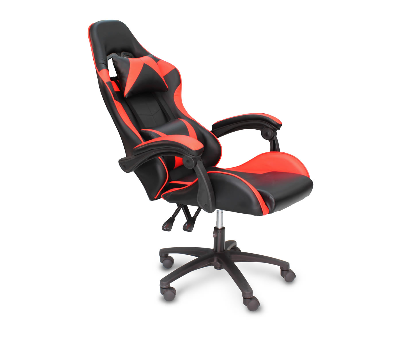 Sillón gamer con dos palancas para reclinado negra con detalles rojos