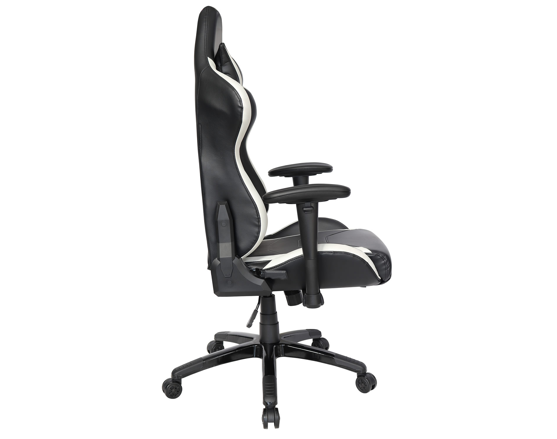 Silla gamer negro con detalles en blanco con almohadilla lumbar