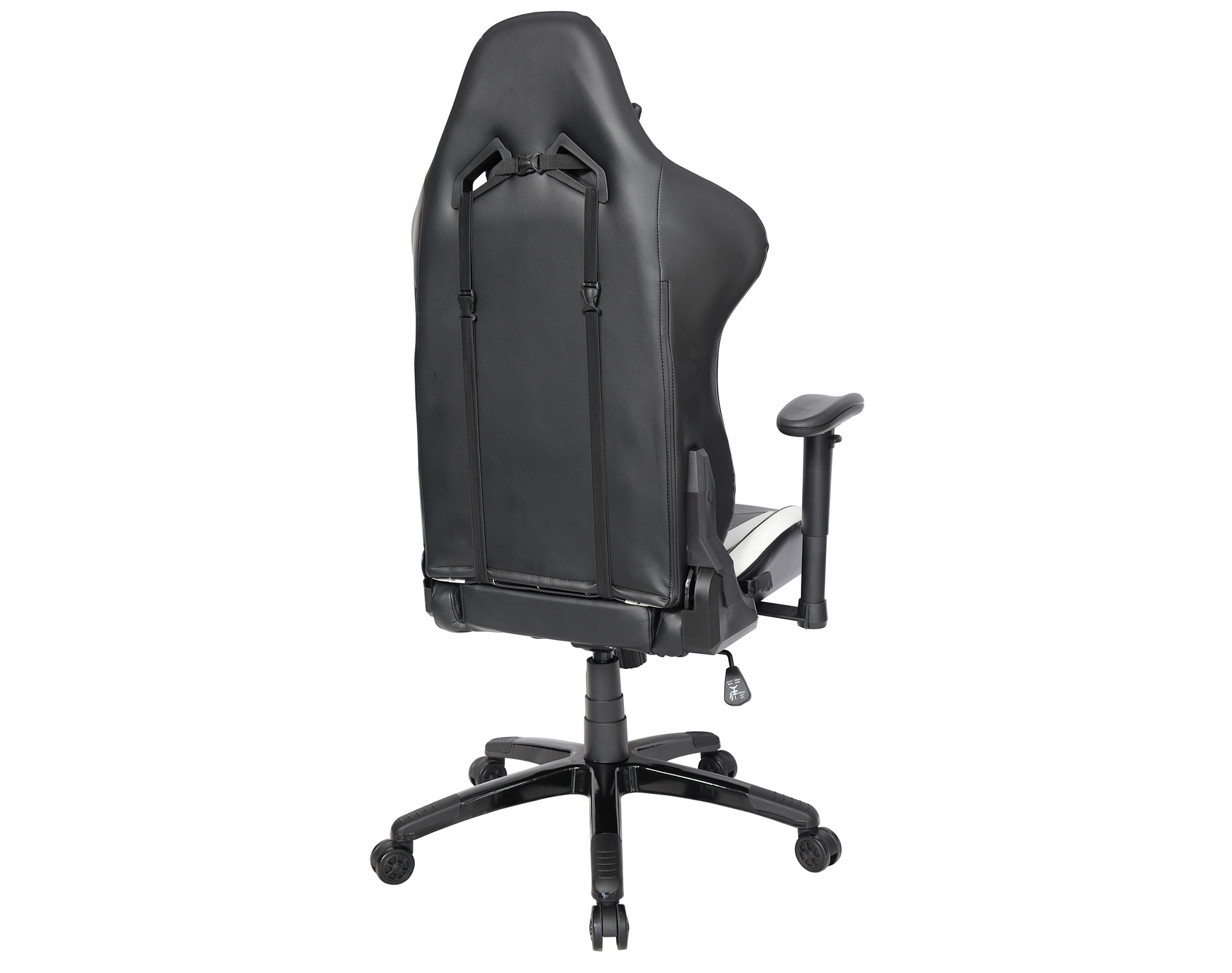 Silla gamer negro con detalles en blanco con almohadilla lumbar