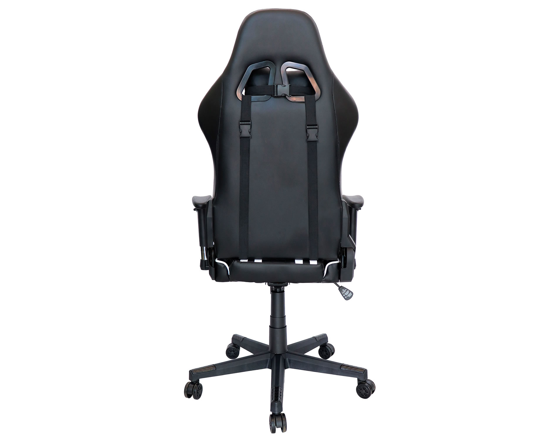 Silla gamer negro con blanco y almohadillas diseño moderno y elegante