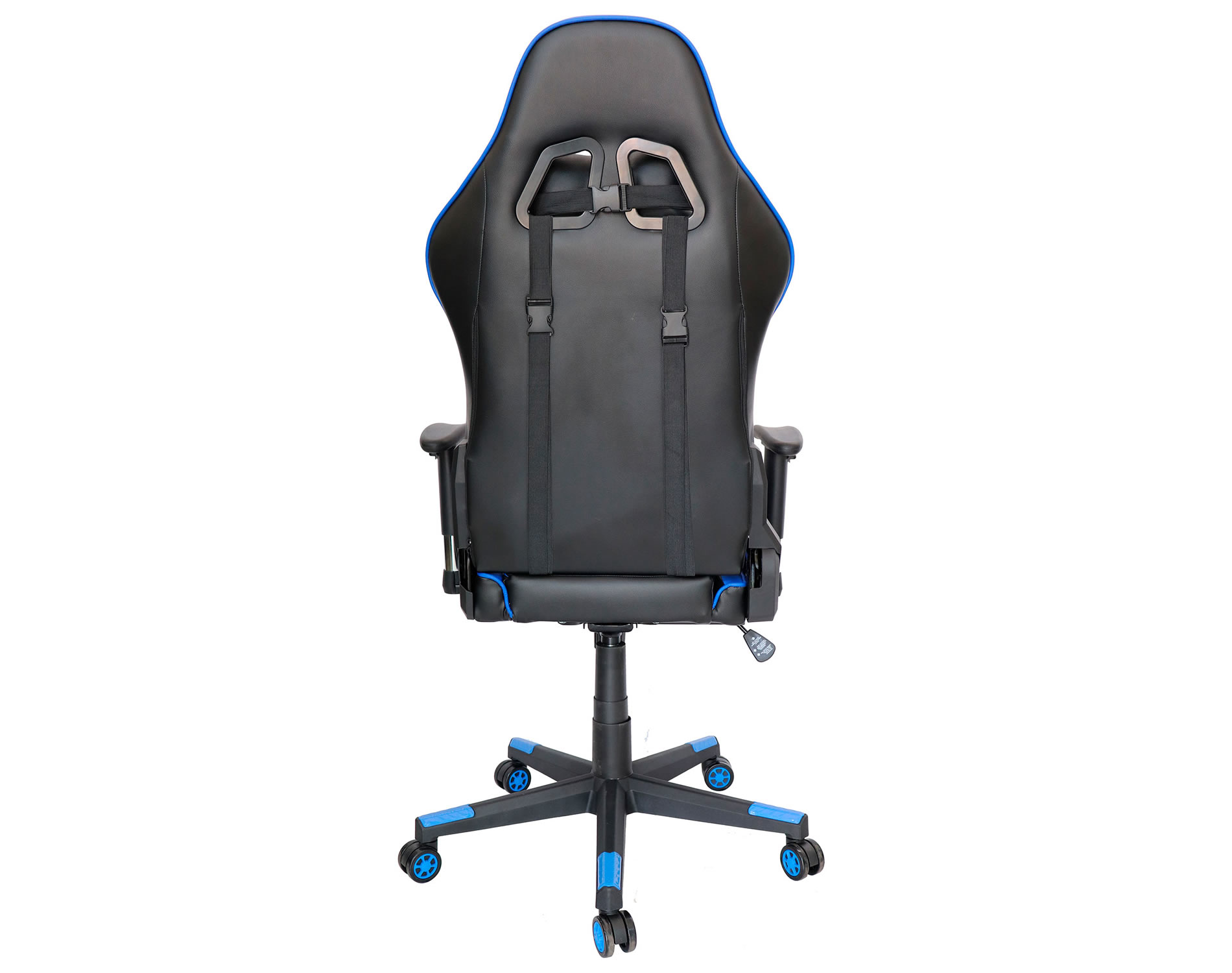Sillón gamer negro con azul diseño ergonómico para largas jornadas de juego