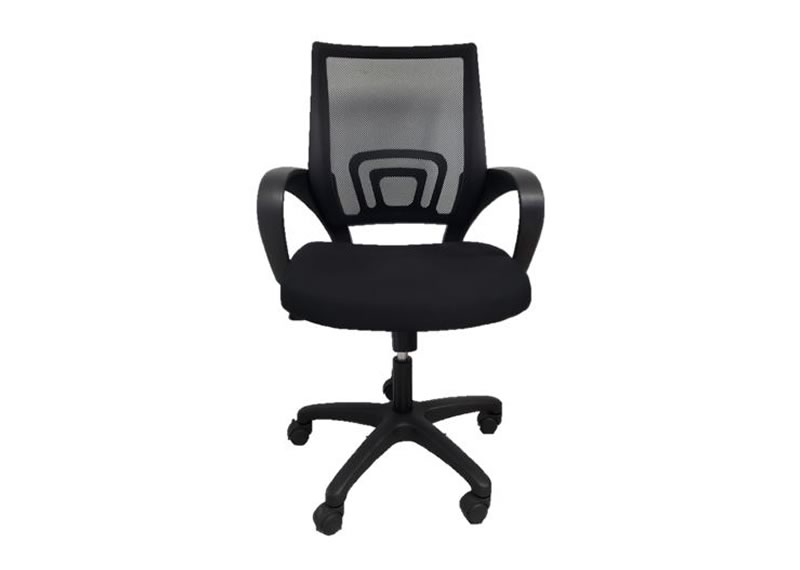 Silla operativa Black Jack tapizada en malla negra