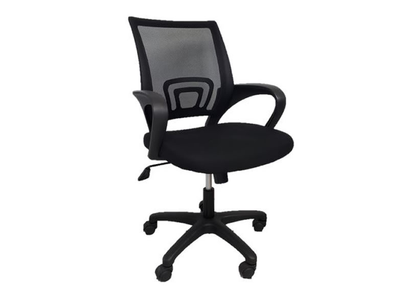 Silla operativa Black Jack tapizada en malla negra