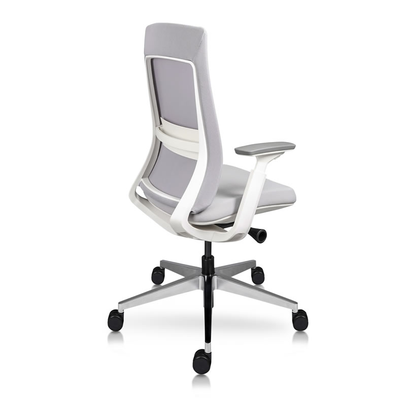 Silla Pamplona Gris ejecutiva con estructura blanca y sistema slider