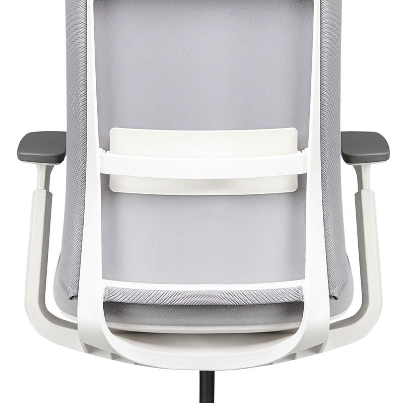 Silla Pamplona Gris ejecutiva con estructura blanca y sistema slider