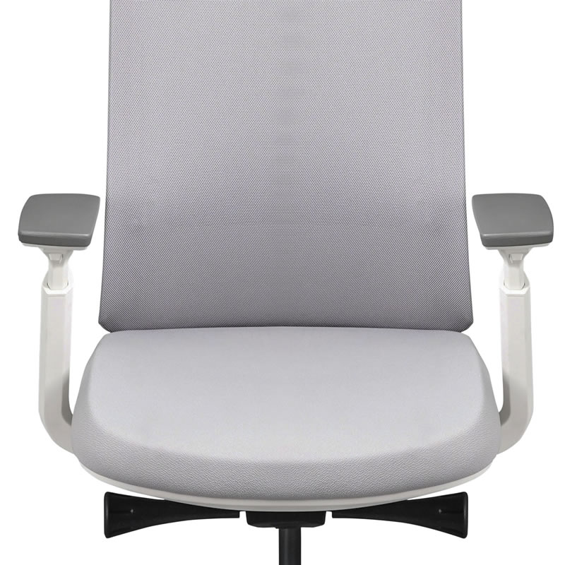 Silla Pamplona Gris ejecutiva con estructura blanca y sistema slider