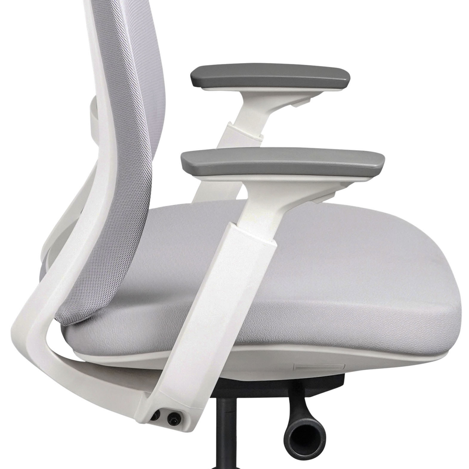 Silla Pamplona Gris ejecutiva con estructura blanca y sistema slider