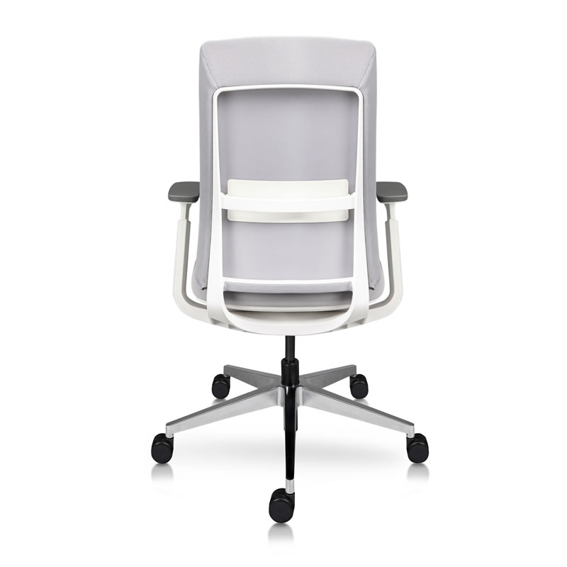 Silla Pamplona Gris ejecutiva con estructura blanca y sistema slider