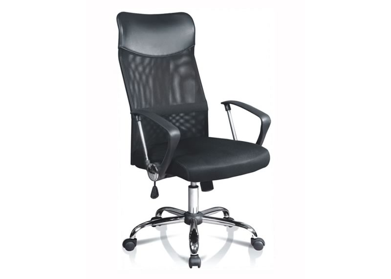 Silla w1007 para ejecutivos con respaldo alto de malla y base cromada