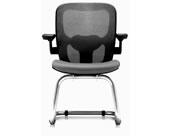 Silla fija bond con soporte lumbar tapizado en malla base trineo