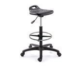 Banco tipo cajero sin respaldo, con aro descansa pies de acero cromado