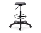 Banco alto redondo de poliuretano con aro cromado