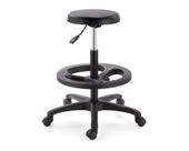 Banco con asiento redondo en poliuretano con descasa pies en nylon negro