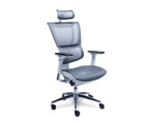 Silla ejecutiva de oficina en mesh gris, asiento con sistema slider
