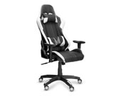 Sillón para gamer respaldo alto y brazos ajustables color negro con blanco.