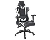 Silla gamer negro con detalles en blanco con almohadilla lumbar