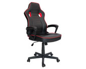 Silla gamer negra con rojo y brazos fijos con almohadilla suave