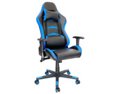 Sillón gamer negro con azul diseño ergonómico para largas jornadas de juego